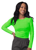 Neon Lime Green Scrubs for Ladies - Long Sleeve Comfort Underscrub Tee - SIVVAN Womens Fall Fashion | Women's Tops and Blouses