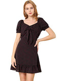 Women's Ruffle Hem Neck Heart Tie Front Flare Mini Dress | Original Brand