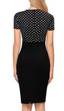 Women's Short Sleeve Zip Busniess Bodycon Pencil Dress