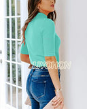 LIYOHON Womens Tops Dressy Casual Fall Cute Tops Mock Turtleneck Business White T Shirts Mint Blue-M | Women's Casual Dresses