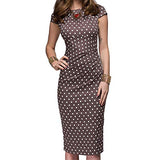 Dresses for Women New Short Sleeve Round Neck Dot Printed Ladies Casual Daily Slim Dress | Original Brand | Women's Work Dresses