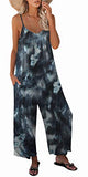 Tie Dye A Casual Sleeveless Strap Loose Adjustable Jumpsuits Stretchy Long Pants Romper with Pockets - SNUGWIND | Women's Romper & Jumper Suit