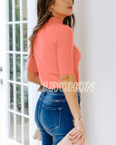 LIYOHON Womens Tops Dressy Casual Fall Cute Tops Mock Turtleneck Business White T Shirts Pink-M | Women's Casual Dresses
