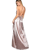 Women's Sexy Satin Deep V Neck Backless Maxi Club Party Evening Dress | Original Brand