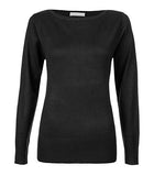 Womens Boat Neck Jumpers Plain Fine Knit Sweater | Original Brand