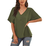 Womens Floral Chiffon Blouses V Neck Batwing Short Sleeve Summer Tops Shirts | Original Brand | Women's Tops and Blouses