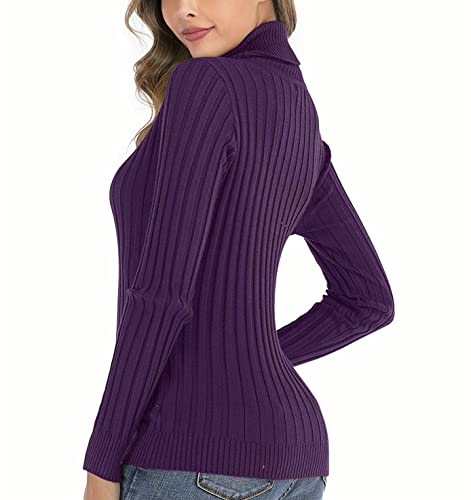 Purple Womens Turtleneck Sweater Winter Jumper Long Sleeve Pullover Kn Original Brand