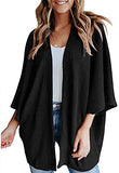 Womens Lightweight Cardigan Summer Casual Open Front Cardigan Waffle Knit 3/4 Batwing Sleeve Cardigan Fashion | Women's Cardigan