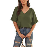 Womens Floral Chiffon Blouses V Neck Batwing Short Sleeve Summer Tops Shirts | Original Brand | Women's Tops and Blouses