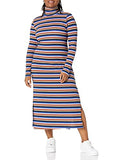 Women's Long Sleeve Turtleneck Ribbed Maxi Dress