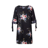 Shirt Dresses Women Fashion mid-Sleeve Print tie Round Neck Women Dress Women Summer Graduation Dresses | Women's Work Dresses