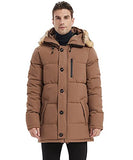 PUREMSX Mens Winter Parka Jacket Thickened Windproof Quilted Hooded Insulated Parka Long Coats