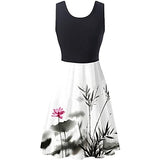 Women Dresses Sale Promotion Clearance Ladies Casual O-Neck Sleeveless Ruffle Low-Cut Slit Solid Sling Dress UK Size Party Elegant Dress | Women's Work Dresses