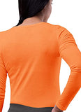 Neon Orange Scrubs for Ladies - Long Sleeve Comfort Underscrub Tee - SIVVAN Womens Fall Fashion | Women's Tops and Blouses