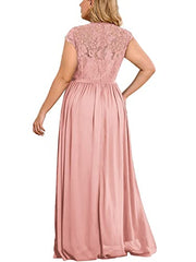 Women's Formal Floral Lace Plus Size Bridesmaid Party Maxi Dress