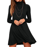 Women's Long Sleeve Turtleneck Casual Loose T-Shirt Dresses