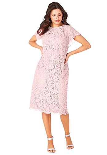 Women's Plus Size Lace Sheath Dress With Flutter Sleeves Formal Evening