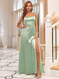 Women's Maxi Spaghetti Straps Side Slit Bridesmaid Dresses  - Sara Clothes