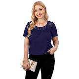 Women's Plus Size Sexy Long Sleeve Lace Pleated Shirts Fall Loose Fit Crewneck Tunic Tops(0x-4x) | Women's Casual Dresses