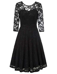 Women's Cocktail Party Wedding Guest A Line Lace Dresses - JASAMBAC