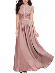 Women's Formal Floral Lace Cap Sleeve Evening Party Maxi Dress | Women's Evening Gowns