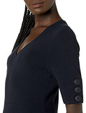 Women's Half Sleeve V-Neck Sheath Sweater Dress with Buttons | Women's Work Dresses
