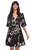 Z Black And Green Women's Boho Button Up Split Floral Print Flowy Party Dress - Milumia | Women's Casual Dresses