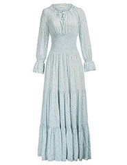 Belle Poque Women Long Sleeve Renaissance Pleated Maxi Dress | Women's Casual Dresses