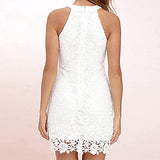 Women Tank Bodycon Dress Black Lace Sleeveless Halter Neck Basic Club Dresses Party Short Dress（medium） | Women's Casual Dresses