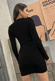 Women's Long Sleeve Elegant Sexy Bodycon Ruched Mini Cocktail Dress