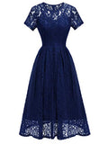 FAIRY COUPLE Women's Long Sleeve Vintage Floral Lace Evening Formal Party Cocktail Dresses