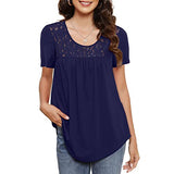 Women's Plus Size Sexy Long Sleeve Lace Pleated Shirts Fall Loose Fit Crewneck Tunic Tops(0x-4x) | Women's Casual Dresses