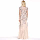 Women's Floral Beaded Godet Gown