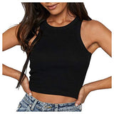Womens Sexy Sleeveless High Neck Racerback Cropped Tank Tops Trendy Cute Teen Girls Neck Crop Tops Vest | Original Brand | Women's Tops and Blouses