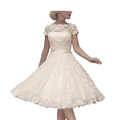 Women's Cocktail Dress Floral Lace Knee Length Short Formal Wedding Bridal Gown