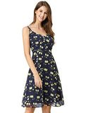 Women's Summer Spaghetti Strap Aline Dress Smocked Floral Sundress