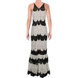 Women's Plunging Lace Maxi Dress Fitted Sleeveless Gown | Women's Lace Dresses