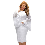 Sexy All White Plus Size Dress For Women Bell Sleeves Lace Dress Party Dress | Women's Casual Dresses