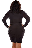 Womens Plus Size Deep V Neck Bodycon Wrap Dress with Front Slit