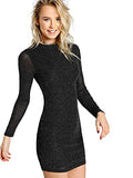 Women's Bodycon Sheer Mesh Glitter Mini Dress | Women's Club Dresses