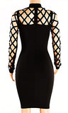 Women's Hollow Out Dress Bandage Clubwear Long Sleeve Bodycon Dresses