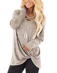 NIASHOT Womens Long Sleeves Shirts V Neck Loose Fit Fall Tunic Top