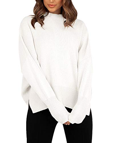 Womens Oversized Sweaters Fall Slouchy Long Sleeve Mock Neck Side Split Pullover Jumper