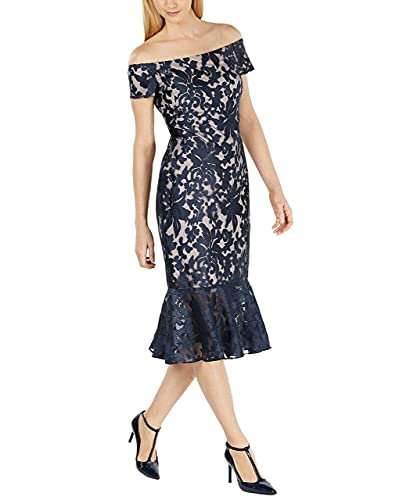 Women's Off The Shoulder Sheath With Flounce Hem