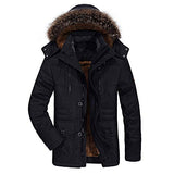 INVACHI Mens Fur Collar Removable Hooded Warm Fleece Lined Down Jacket Windproof Windbreaker Winter Coat