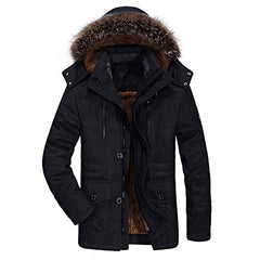 INVACHI Mens Fur Collar Removable Hooded Warm Fleece Lined Down Jacket Windproof Windbreaker Winter Coat | Women's Coat & Jacket