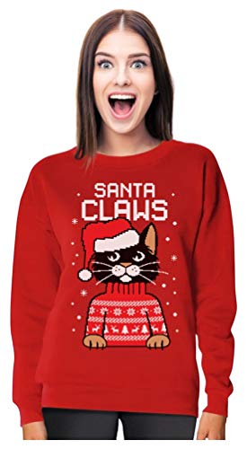 Santa Claws Cat Ugly Christmas Sweater Style Women Sweatshirt