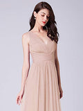 Women's Double V-Neck Floor-Length Bridesmaid Dress  - Sara Clothes