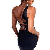 Summer Dresses for Women, Ladies's Summer One-Shoulder Strap Hollow Sexy Backless Slim Dress Party UK Size | Women's Work Dresses