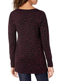 Burgundy Animal Women's Lightweight Long-sleeve V-neck Tunic Jumper - Ae Store | Women's Jumpers